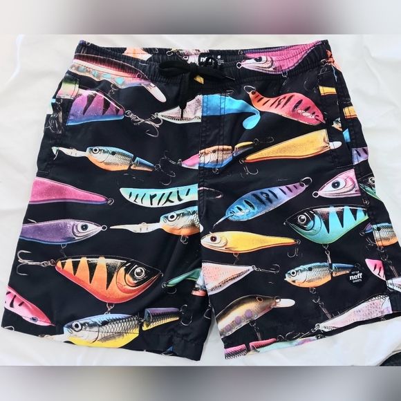 NEFF Fishing Lure Board Shorts Trunks w/ Skull Pocket S - Picture 1 of 10